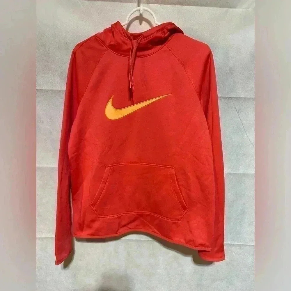 Nike Women’s Dri-Fit Fleece Pullover Hoodie Pink & Orange Medium Thumb Hole NWOT